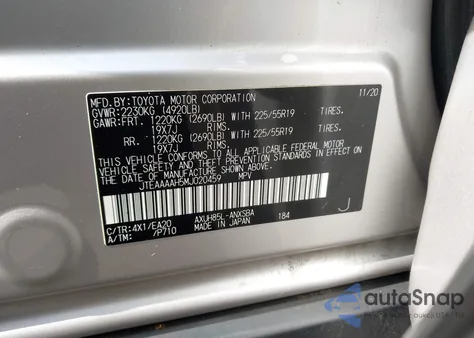 2021 Toyota Venza Limited z USA, uszkodzony, nr VIN JTEAAAAH5MJ020459